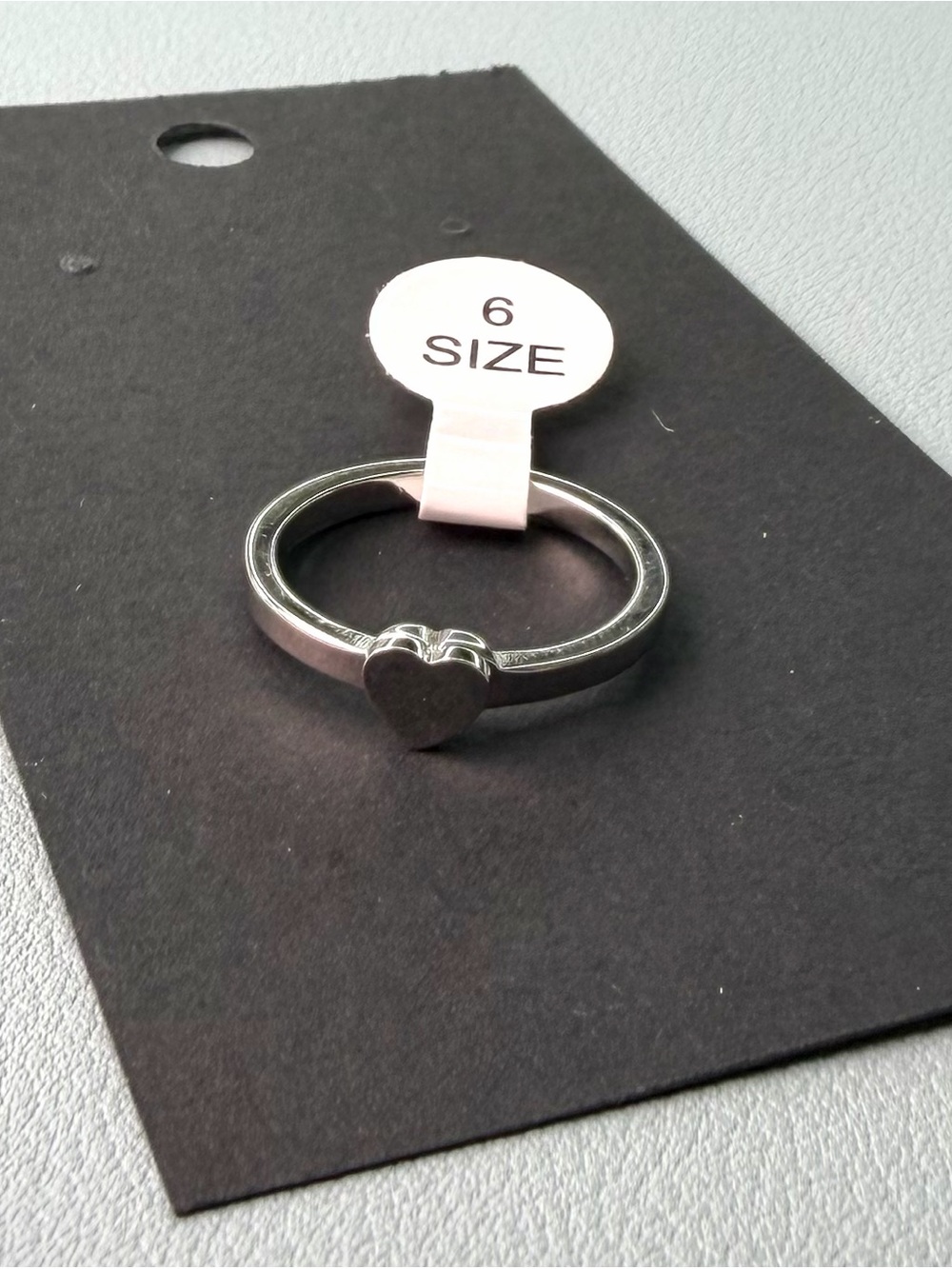 Heart Accent Silver Stackable Ring - Size 6